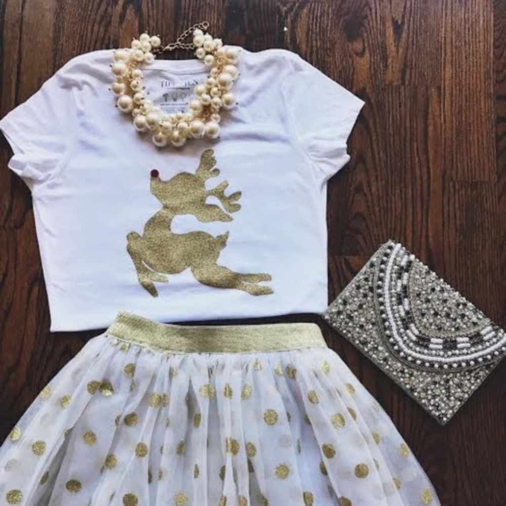 Reindeer Gold Glitter Ink Tee - Picture 2 of 2